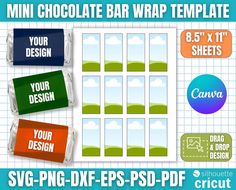 mini chocolate bar wrapper templates for svg - dxf eps png