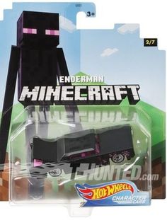 an action figure is shown in the packaging for minecraft characters, including a black cat