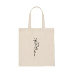 "Month: March Flower: Cherry Blossom This birth month  flower canvas tote is the perfect gift for yourself or anyone else in your life.  Material: 100% cotton sheeting Lightweight and compact  Size: 15.75\"h x 15.25\"w  Handle Length: 21.5\" (54.61cm) One size" Botanical Style Rectangular Cotton Canvas Bag, Everyday White Floral Print Canvas Bag, Botanical Cotton Canvas Bag For Daily Use, Botanical Cotton Canvas Bag For Everyday Use, Everyday Beige Canvas Bag With Floral Print, Daily Use White Botanical Canvas Bag, Botanical Bags With Plant Print For Everyday Use, Everyday Botanical Style Bag With Plant Print, Everyday Botanical Bags With Plant Print