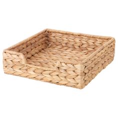 an empty wicker basket on a white background