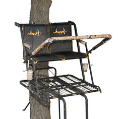 a hunting chair attached to a tree stand