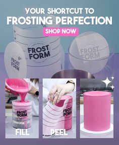 three different types of frosting products are shown with the words frosting form on them