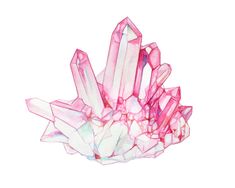 a drawing of pink crystals on a white background