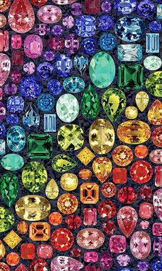 many different colored stones are arranged in the shape of a rainbow - hued diamond