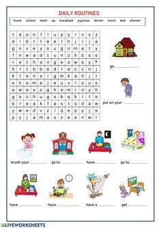 the daily routine worksheet for children to learn how to read and practice their words