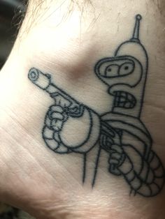 Supreme Tattoo Design, Rx7 Tattoo, Atonement Tattoo, Bender Tattoo Futurama, Tattoo Ideas Western, Bender Tattoo, Jail Tattoos, Poke Tattoo Ideas, Stick And Poke Tattoo Ideas