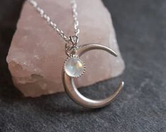 Moon Necklace Locket Necklace Photo Locket Celestial - Etsy Silver Moon-shaped Locket Jewelry, Crescent Charm Necklace For Gift, Crescent Charms Necklace Gift, Moonstone Necklace Silver, Half Moon Necklace, Star And Moon Necklace, Picture Locket, Rainbow Moonstone Necklace, Celestial Necklace