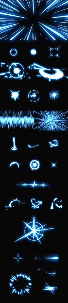 an array of blue and white lights on a black background with sound waves in the foreground