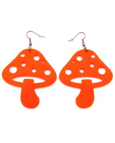 Mushroom Earrings | Vibrant Colors for Raves & Music Festivals Affordable Festival Danglers, Fun Mushroom Design Jewelry For Gifts, Fun Mushroom Design Jewelry Gift, Adjustable Funky Earrings For Festivals, Handmade Plastic Jewelry For Festivals, Funky Adjustable Dangle Earrings, Fun Dangle Earrings For Festival, Fun Dangle Earrings For Festivals, Comfortable Earrings