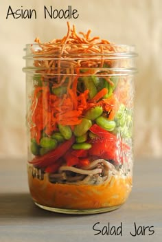 a glass jar filled with lots of food