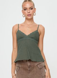 Lunya Top Green Cotton Tank Top With Lace Trim And Spaghetti Straps, Cotton Tank Top With Lace Trim, Fitted Cotton Camisole With Delicate Lace, Delicate Lace Cotton Camisole, Cotton Camisole With Lace Trim And Spaghetti Straps, Cotton Tops With Lace Trim And Spaghetti Straps, Cotton Sleeveless Camisole With Delicate Lace, Sleeveless Cotton Camisole With Lace, Fitted Cotton Tank Top With Crochet Trim