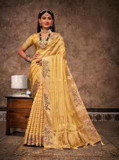 Wedding saree party wear saree Saree fabric Pure tissue Saree work reshom embroidered swarovski work Blouse unstiched https://www.ebay.com/itm/355199449141?mkcid=16&mkevt=1&mkrid=711-127632-2357-0&ssspo=5tfbznihtgw&sssrc=2524149&ssuid=5tfbznihtgw&var=&widget_ver=artemis&media=WHATS_APP Saree Party, Saree Work, Saree Party Wear, Sequence Saree, Tissue Saree, Yellow Saree, Embroidered Border, Party Kleidung, Wedding Saree