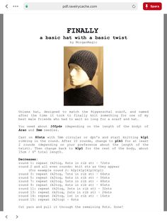 a screen shot of a web page with an image of a person wearing a knitted hat