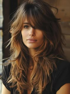 Explore Top Long Shaggy Hairstyles for 2024 Long Shaggy Bangs Long Hair, Shag Hairstyles Long Hair, Long Shaggy Haircuts With Bangs, Wolf Cuts Long Hair, Long Hair Shag With Bangs, Fall 24 Hair Trends, Shag Hair Long, Modern Mullet Women Long, Long 70s Hair