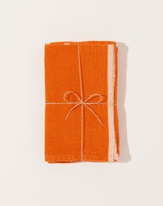 Caravan Chunky Linen Napkins in Orange, Set of 4 Hasami Porcelain, Holiday Books, Paper Book, Linen Napkins, Bed Decor, French Style, Natural Texture, Yarn Dyeing, Vintage Children