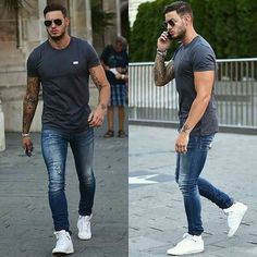 É muito comum, antes de se arrumar, nos deparamos com dúvidas na hora de montar looks masculino para um dia de trabalho, para um passeio ou evento. Saber as melhores combinações de cores, pode facilitar seu dia a dia na hora de montar seu look e otimizar bastante tempo. moda masculina 2021 - moda masculina 2022 - moda masculina anos 50 - moda masculina verão 2021 - moda casual masculina 2021 - moda masculina casual chique Men In Jeans, Urban Fashion Photography, Urban Wear Women, Urban Style Outfits, Gym Wedding, Tattoo Business, Sunset Blue, Casual Chique, Fashionista Art