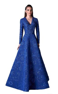 Edward Arsouni Couture FW0397 Dress | Buy Designer Gowns & Evening Dresses – NewYorkDress Royal Blue Gowns Elegant, Blue Gowns Elegant, Edward Arsouni, Silver Evening Gowns, Blue Gowns, Paolo Sebastian, Michael Cinco, Gowns Elegant, Georges Chakra