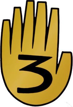 a yellow hand with the number three on it