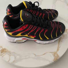 Nike Air Max Tn Size 8 Brand Newwon At A Storage Auction. Yellow Sneakers With Red Sole For Sports, Yellow Sporty Sneakers With Red Sole, Sporty Yellow Sneakers With Red Sole, Yellow Sneakers With Red Sole, Yellow Lace-up Sneakers With Red Sole, Nike Tn, Shoes Nike Air, Nike Air Max Tn, Shoes Nike