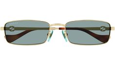 Gucci GG Logo sunglasses model GG1600S rectangle metal frame color code 003 shiny endura gold with gold temple and solid light green lens. Gucci Gold Tinted Sunglasses, Gucci Gold Sunglasses With Gradient Lenses, Gucci Gold Sunglasses With Uv Protection, Gold Rectangular Sunglasses With Gradient Lenses, Gold Rectangular Sunglasses With Tinted Lenses, Gold Rectangular Tinted Sunglasses, Logo Sunglasses, Shapes Images, Green Lens