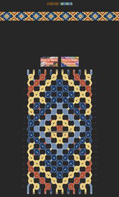 an image of a cross stitch pattern in blue, yellow and red