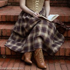 This luxurious soft 100% cotton flannel skirt is perfect for Outlander, Light and Dark Academia, or Irish themed looks. An elastic waistband gives the skirt a comfortable fit around your natural waist, and hidden pockets are perfect for storing away your treasures. Light And Dark Academia, Dark Academia Wardrobe, Academia Moodboard, French Meadows, Academia Wardrobe, Yellow Corset, Flannel Skirt, Brown Corset, Wedding Corset