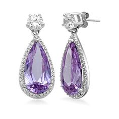 Brand: Jewelili Features: Jewelili Sterling Silver with Simulated Amethyst and Cubic Zirconia Dangle Earrings The perfect gift for valentines day, promise, birthday, graduation, or "just because". Your jewelry will be shipped in a beautiful gift box along with a certificate of authenticity. Returns will be accepted within 30 days. All our diamonds and gemstones are conflict-free and are compliant with the Kimberley Process. Item Condition: New Binding: Jewelry Elegant Amethyst Earrings For Party, Party Drop Earrings With Amethyst, Lavender Drop Earrings For Formal Occasions, Purple Drop Jewelry For Anniversary, Lavender Jewelry With Diamond Accents For Wedding, Party Amethyst Drop Earrings, Purple Dangle Bridal Earrings For Formal Occasions, Lavender Dangle Earrings For Formal Occasion, Purple Drop Chandelier Earrings For Formal Occasions