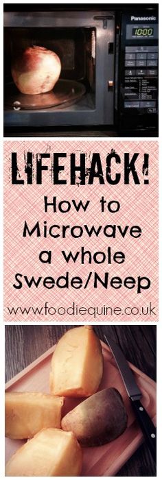 an image of microwave with bread in it and the words life hack how to microwave a whole