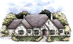 this is an artist's rendering of the front elevation of these european home plans