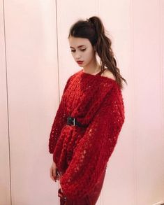 Hello, I'm the one, who won't let you down - red mohair sweater. I will comfort you, keep you warm and will make you smile. I'm 100% hand made and proud of that. I consist of 70% Italian kid mohair and 30% nylon, which makes me incredibly natural. I'm quite unique as could be worn all year long.I'm in one size and one size fits all because my measurements are :❤️   Width -62 cm❤️   Lengths -59  cmIf you would like me in other size, you could request a custom order with your own parameters, so do Sweater Off Shoulder, Pull Mohair, Long Knit Sweater, Sweater Oversized, Mohair Cardigan, Sweater Oversize, Warm Sweater, Chunky Knit Sweater, Spring Sweater