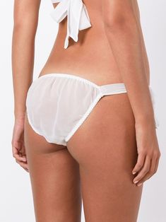 Gilda & Pearl Ava tie-side knickers Sheer Nylon Brief Bottoms, Chic Sheer White Bottoms, Chic White Sheer Bottoms, Feminine Delicate Lace Bottoms For Summer, White Lace Beachwear Bottoms, Feminine Summer Bottoms With Delicate Lace, Elegant String Bottoms For Summer, Delicate Lace Brief Bottoms For Summer, White Lace String Bottoms