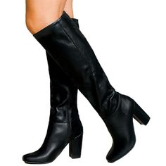 These Stylish Knee High Boots Will Compliment Any Outfit. New In Box Vegan Leatherette Material Side Zipper For Easy Shoe Removal Lightly Padded Insole Heel Height: 3 In. Shaft Height: 18 In. Fitting: True To Size. Regular Foot Width. Edgy Block Heel Boots For Fall, Edgy Knee-high Boots For Workwear In Fall, Block Heel Knee-high Boots For Night Out, Trendy Black Knee-high Boots With Block Heel, Edgy Knee-high Boots With Block Heel For Fall, Edgy Fall Knee-high Boots With Block Heel, Black Tall Heeled Boots For Winter, Tall Black Heeled Boots For Winter, Trendy Black Knee-high Boots For Fall