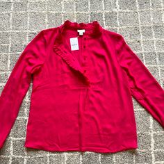 Nwt Purchased And Have Never Worn Red Spring Workwear Blouse, Spring Red Workwear Blouse, Red Spring Workwear Tops, Red Spring Blouse For Work, Red Tops For Spring Workwear, Red Spring Blouse For Workwear, Red Tops For Workwear In Spring, Blue Embroidered Top, Holiday Blouses