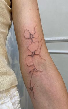 a woman's arm with a tattoo on it that has hearts in the middle