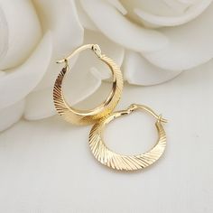 Elegant 14k Gold double sided diamond cut & polished hoops earrings. Perfect for everyday and every occasion. Unique, original and everlasting. 14K Gold will not tarnish or rust. Perfect gift for her. Materials: 14k Gold Diameter: 21mm Thickness: 2.5mm Weight: 1.4 grams 14k stamped Brand new Fast shipping 💓 Briza Collections is a small family business that works hard on providing the best selection of Fine Solid Gold Jewelry for the best prices.  Our Goal is to bring you happiness and satisfact 14k Gold Shiny Finish Hoop Earrings For Anniversary, 14k Gold Diamond Cut Hoop Earrings For Anniversary, Gold Plated Diamond Cut Everyday Earrings, Gold Plated Diamond Cut Earrings For Everyday, Diamond Cut Gold Plated Huggie Earrings, Diamond Cut Huggie Gold Plated Hoop Earrings, Diamond Cut Huggie Hoop Earrings Gold Plated, Small Hoop Diamond Cut Earrings For Anniversary, Diamond Cut Gold Plated Hoop Earrings For Anniversary