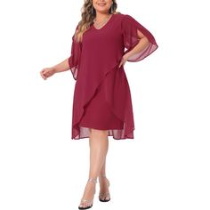 Agnes Orinda is a plus-size brand inspired by the needs of its customers. It can suit you on various occasions, and show your perfect curves through appropriate tailoring, and the comfortable fabric allows you to enjoy a pleasant experience. A chiffon overlay for an elegant touch, soft, and comfy! Perfect for cocktail parties, wedding guests, homecoming, graduation, Christmas, vacation, club, evenings, or any other occasion. This chiffon dress looks chic-stylish and loved by everyone. The dress Cocktail Dresses For Women, Plus Size Wedding Guest Dresses, Chiffon Cocktail Dress, Short Bodycon Dress, Perfect Curves, Red Bodycon Dress, Vacation Club, Plus Size Brands, Chiffon Overlay