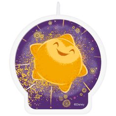 a yellow and purple cartoon character with sprinkles on it