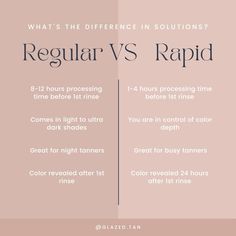 Regular vs. rapid solutions Rapid Spray Tan, Sjolie Spray Tan, Spray Tan Social Media Posts, Spray Tan Content Ideas, Spray Tan Instagram Posts, Spray Tan Prep Instructions, Spray Tan Shades, Spray Tan Price List, Spray Tanning Business