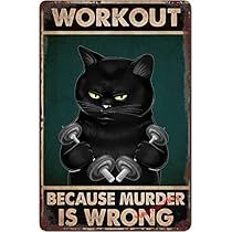 Cat Workout, Workout Funny, Fitness Poster, Cafe Wall Decor, Vintage Inspired Wall Art, Cafe Wall, Vintage Tin Signs, Print Wall Decor, Poster Retro