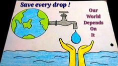 a drawing of two hands holding a water faucet with the words save every drop