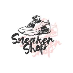 the sneaker shop logo is shown in black and white, with an image of a shoe