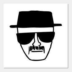 a black and white drawing of a man wearing sunglasses with a hat on his head