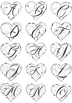 the letters and numbers in the shape of hearts