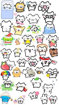 an image of various stickers on the back of a cell phone, including cats and dogs