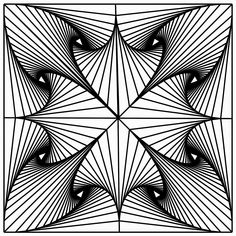 an abstract black and white design with lines in the shape of squares, which are intertwined