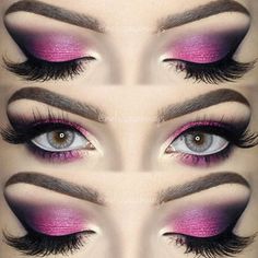 42 Sexy Eyes Makeup Looks For Every Occasion Makeup For Deepset Eyes, Edgy Wedding Makeup, Black And Pink Makeup Looks, Black And Pink Makeup, Pink And Black Makeup, Pink Smokey Eye, Bright Eye Makeup