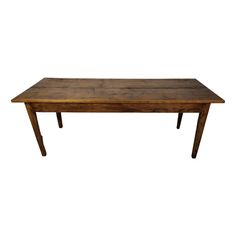 a wooden table sitting on top of a white background