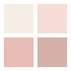 four different shades of pink, white and beige are arranged in the shape of squares