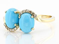 8x6mm Oval Blue Sleeping Beauty Turquoise With 0.06ctw Round Champagne Diamonds 10k Yellow Gold Ring. Measures Approximately 0.35"L x 0.55"W. Sleeping Beauty Turquoise, Champagne Diamond, Yellow Gold Ring, Yellow Gold Rings, Gold Ring, Sleeping Beauty, Gold Rings, Champagne, Diamonds