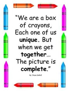 some crayons are arranged in the shape of a square with a quote about crayons